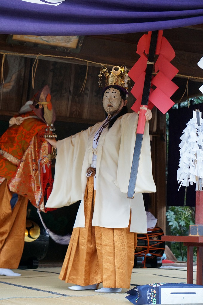 masked player of kagura (Japanese traditional folk performing art)