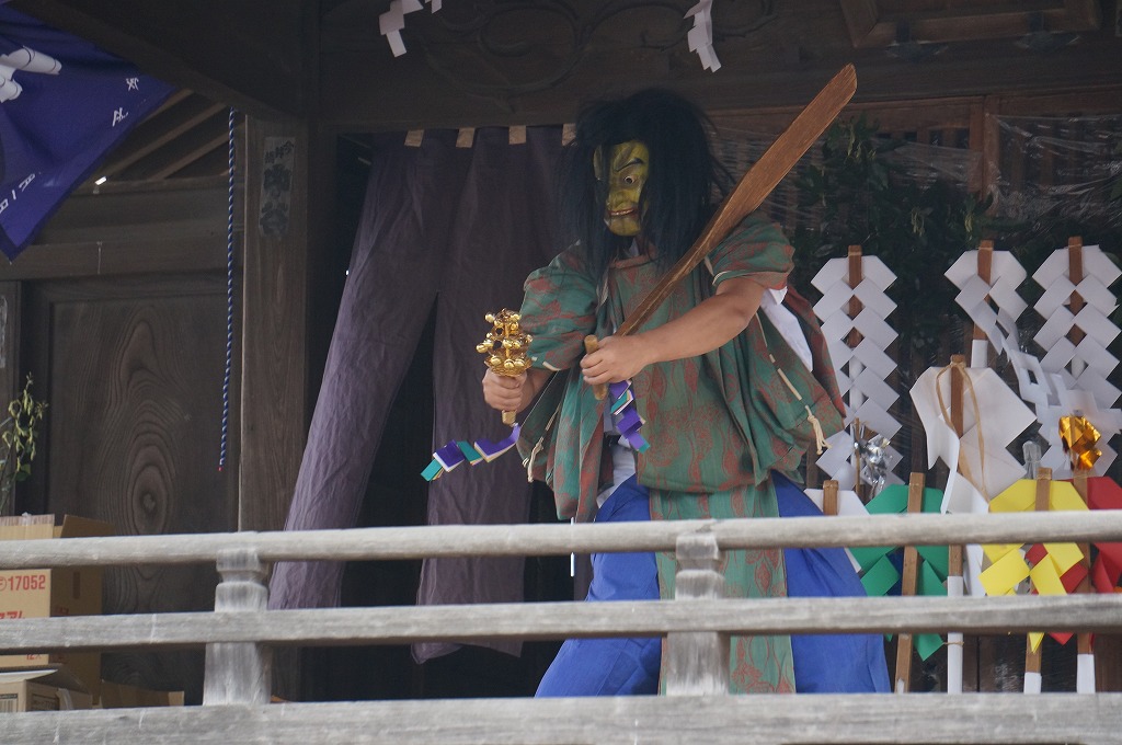 Ryujin (masked player) in kagura(Japan culture)