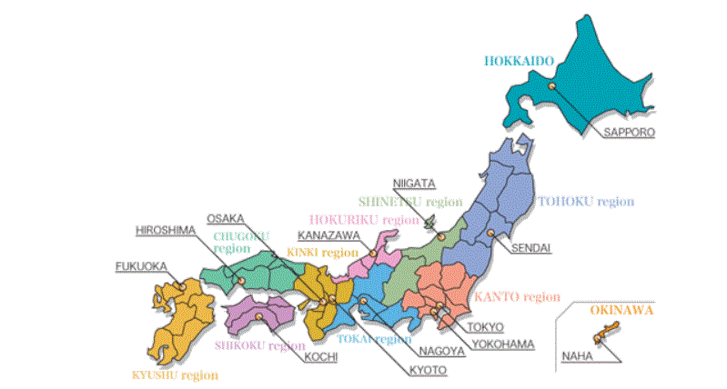 日本の各地域